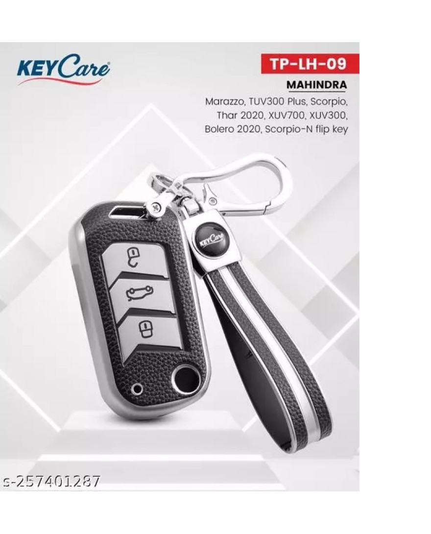 Key Care Premium Leather Pattern 3 Button flip Key TPU Cover TP LH 09